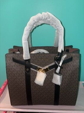 Michael Kors Large NOUVEAU HAMILTON Brown/Black Tags & Factory Wrapping HTF